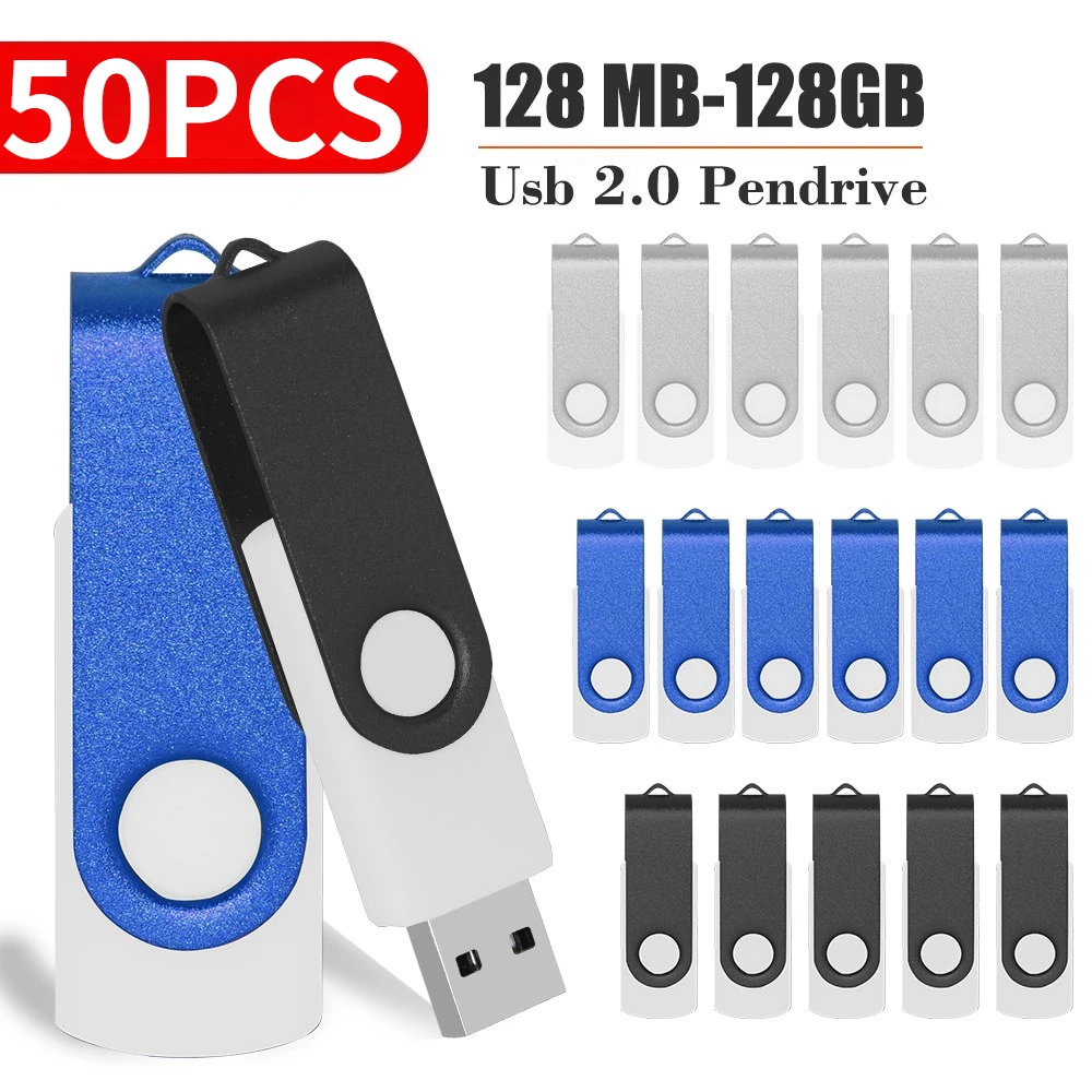 

50pcs Metal Rotation 2.0 Pen Drive 1GB 2GB 4GB 8GB USB Flash Drive 16GB 32GB 64GB Memory Stick 128MB Flash Disk Free Custom Logo