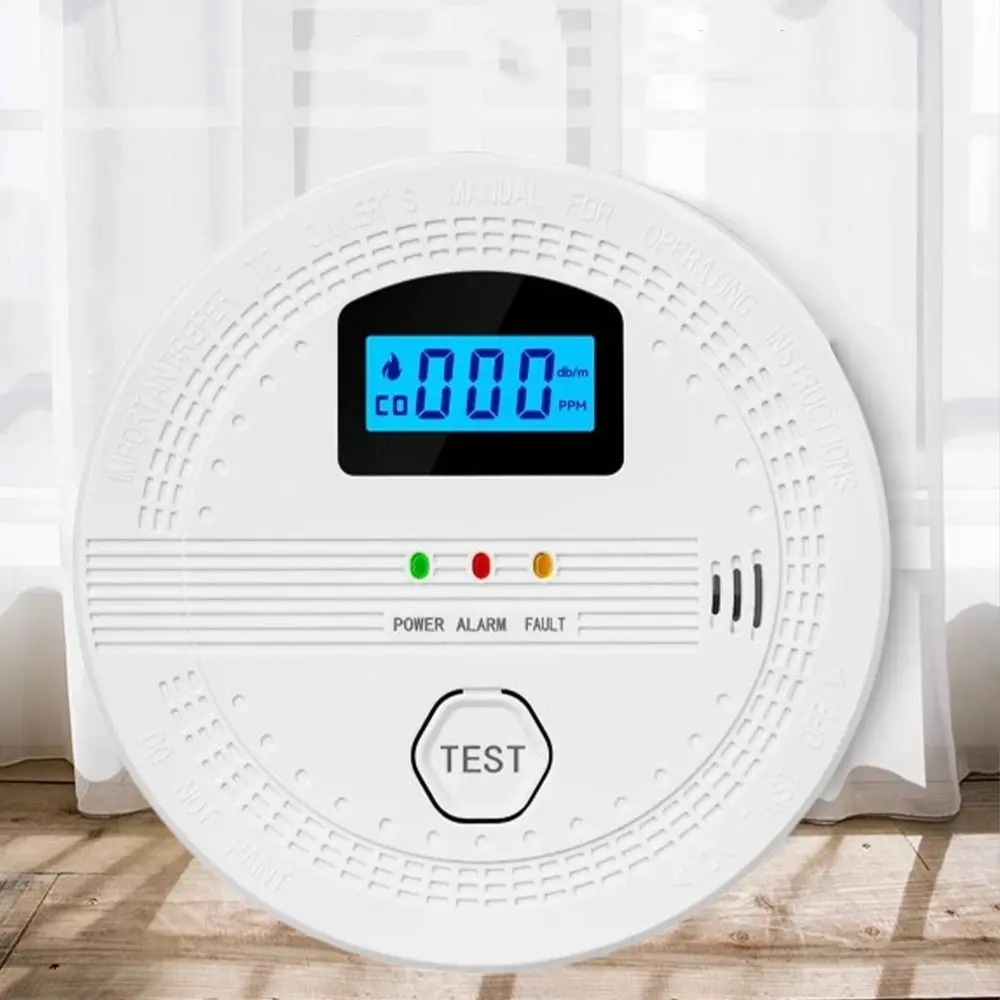 LCD Digital Display 2 in 1 CO Smoke Detector LED Indicator Audible Alarm CO Gas Monitor Alarm Battery Powered Smart