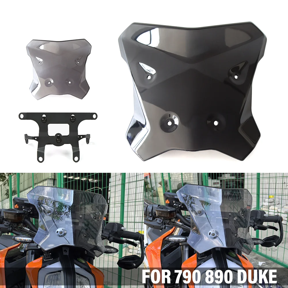

Motorcycle Front Windshield FOR 790 DUKE 790 2024 Duke L 890 Duke GP L R Wind Deflector Sport Wind Screen Windscreen Accessories