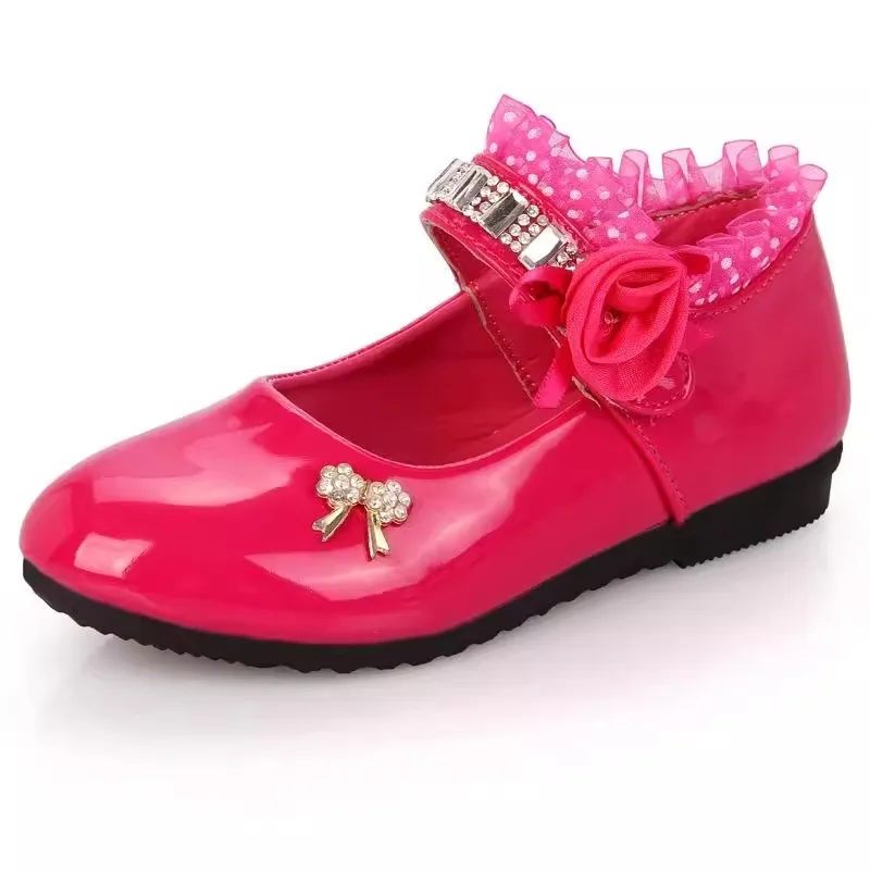 

2025 New Children's Single Shoes Spring Style Girls 'mid-sized Children's Diamond Inlaid Girls' Leather Shoes Princess Shoes