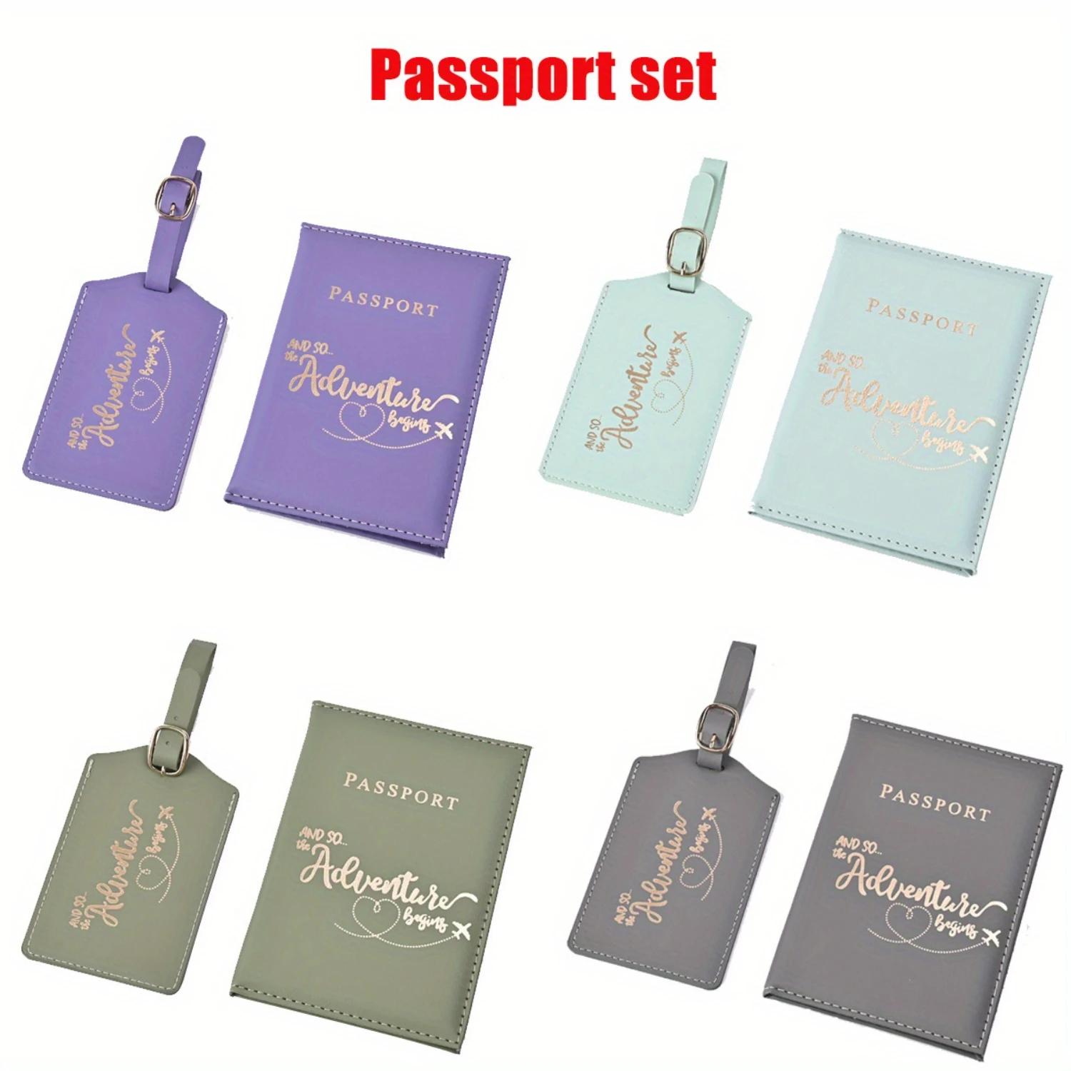 2-Piece Premium PU Leather Passport and Luggage Tag Set - Organizes Travel Documents, Holds Passport Securely, Durable Luggage T