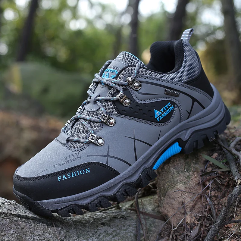 Shoes for Men 2024 New Men Sneakers Leather Waterproof Mountaineering Camping Hiking Shoes Thick Sole Comfortable Running Shoes