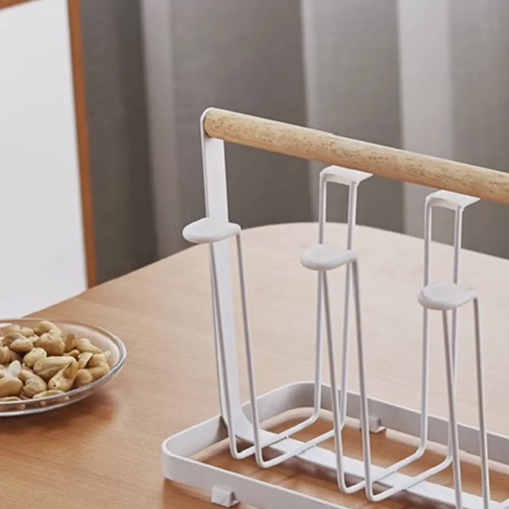 

Wine Glass Dishes Drying Household Glasses Rack Organizer Household Wood Material Wood Rack Space Saving Kitchen Cabinet Bar