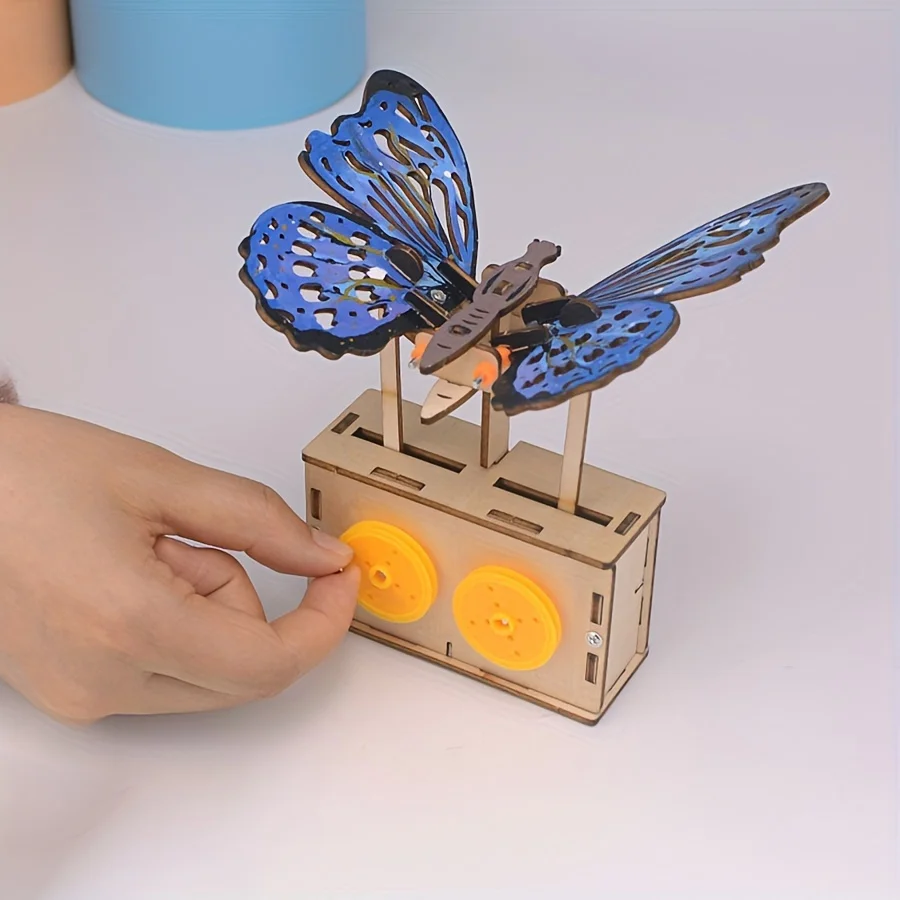 

Kids DIY Mechanical Butterfly STEM Kit Multicolor Wooden Craft Set with Gear Spring Science Experiment for School Project