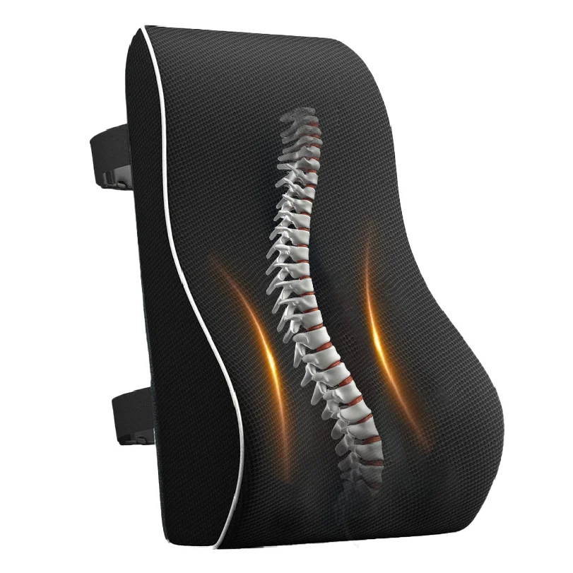 Ergonomic Memory Foam Lumbar Support Pillow - Universal Back Cushion for Office Chair, Car Seat, Wheelchair