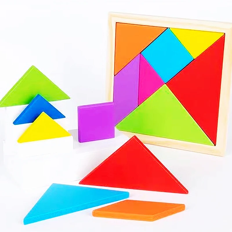 5 Sets of Wooden Tangram Puzzles Puzzle Parent-child Games Children's Day Birthday Party Gifts Giveaways Kindergarten Prizes Toy