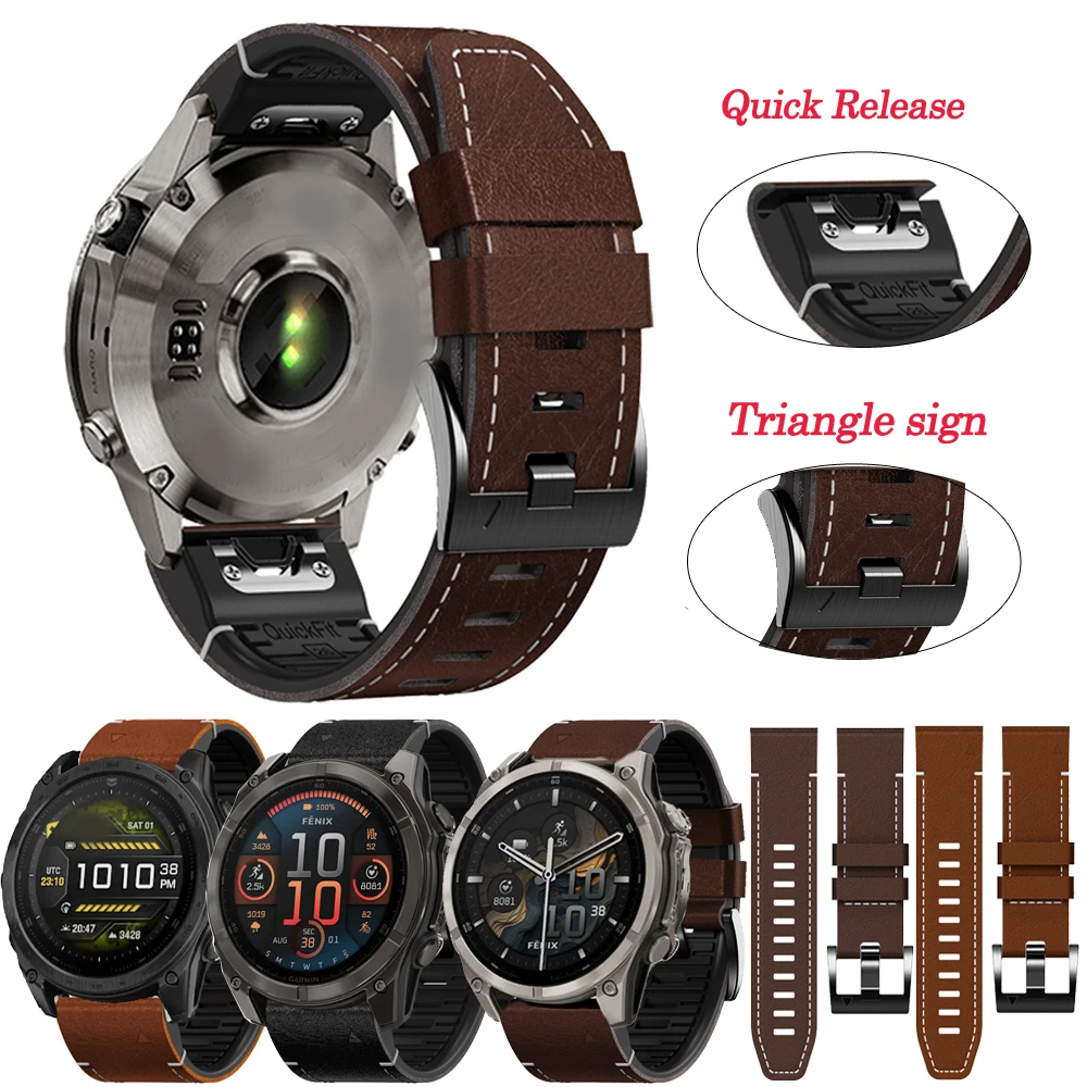 Quickfit 22 26 mm Silicone Leather Strap For Garmin Fenix 9Pro Wrist Band Fenix 9 5 6 Plus 6 7 Pro 7 7X 8 AMOLED Enduro2 3 Band