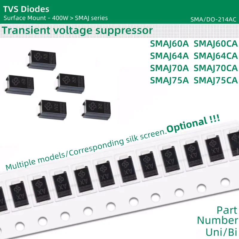 SMAJ60A SMAJ60CA SMAJ64A SMAJ64CA SMAJ70A SMAJ70CA SMAJ75A  SMAJ75CA SMAJ series 50pcs/lot TVS Diodes SMA package 400W