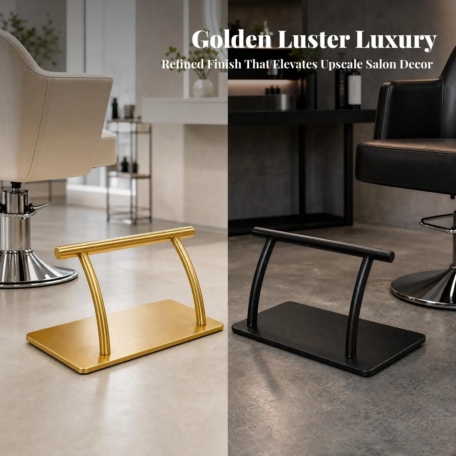 Fixed Salon Footrest with Rectangular Base Comfortable Salon Chair Foot Bar Stable Barber Chair Footrest for Hairstylists, Hair