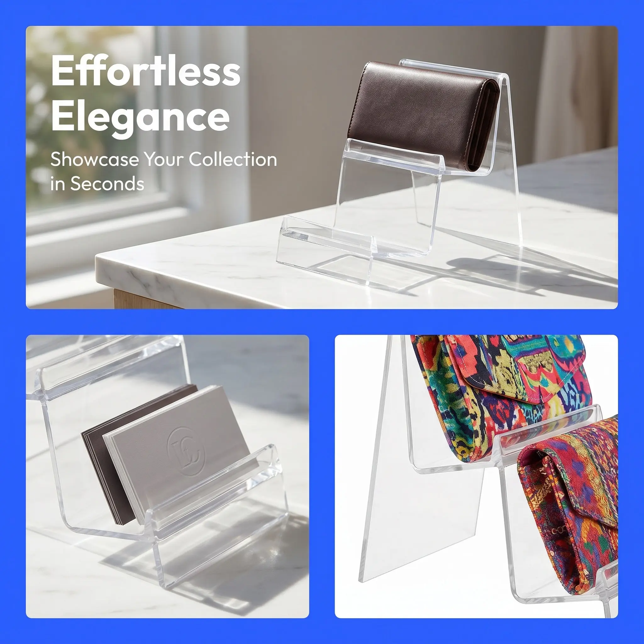 Transparent Wallet Display Stand Multi-Layer Clear Acrylic Organizer Retail Purse Handbag Jewelry Riser Perfume Shelf Display