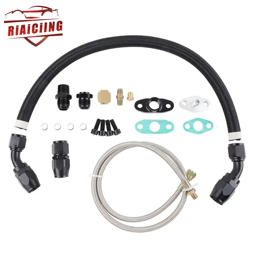 

Oil Drain Return + Feed Line + Oil Pan Plug Flange for T3 T4 T04E T60 T70 GT32 GT40 GT42 GT4088R GT4049R GT42R/RS GT4294 Turbo
