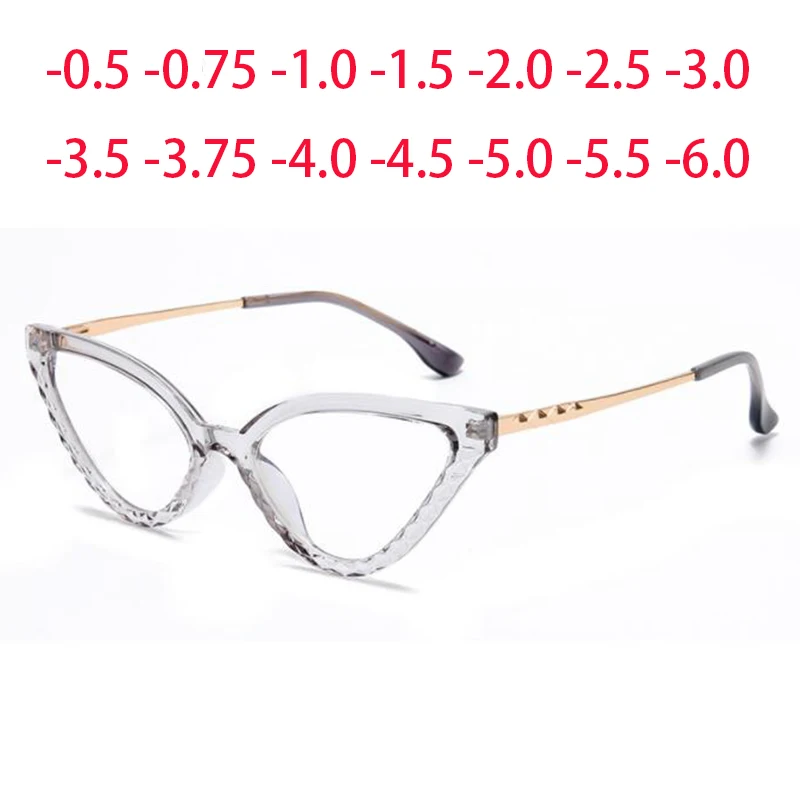 Retro Anti Blue Light Black Triangle Myopia Glasses Women Optical Spectacle 0 -0.5 -1.0 TO -6 Computer Prescription Eyeglasses