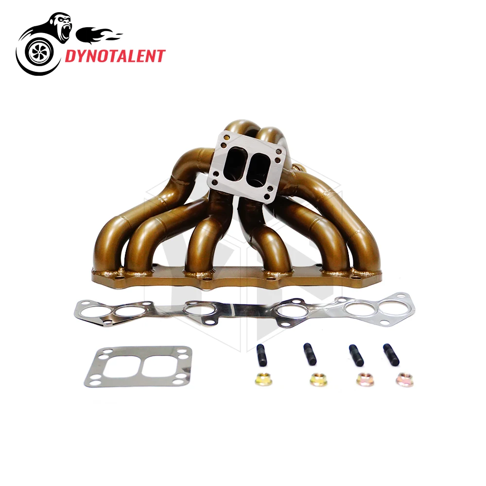 DYN RACING Ceramic Coating 3mm Thick Steam Pipe SS304 T3/T4 Twin Scroll Manifold For To Yo Ta 1JZGTE VVTI