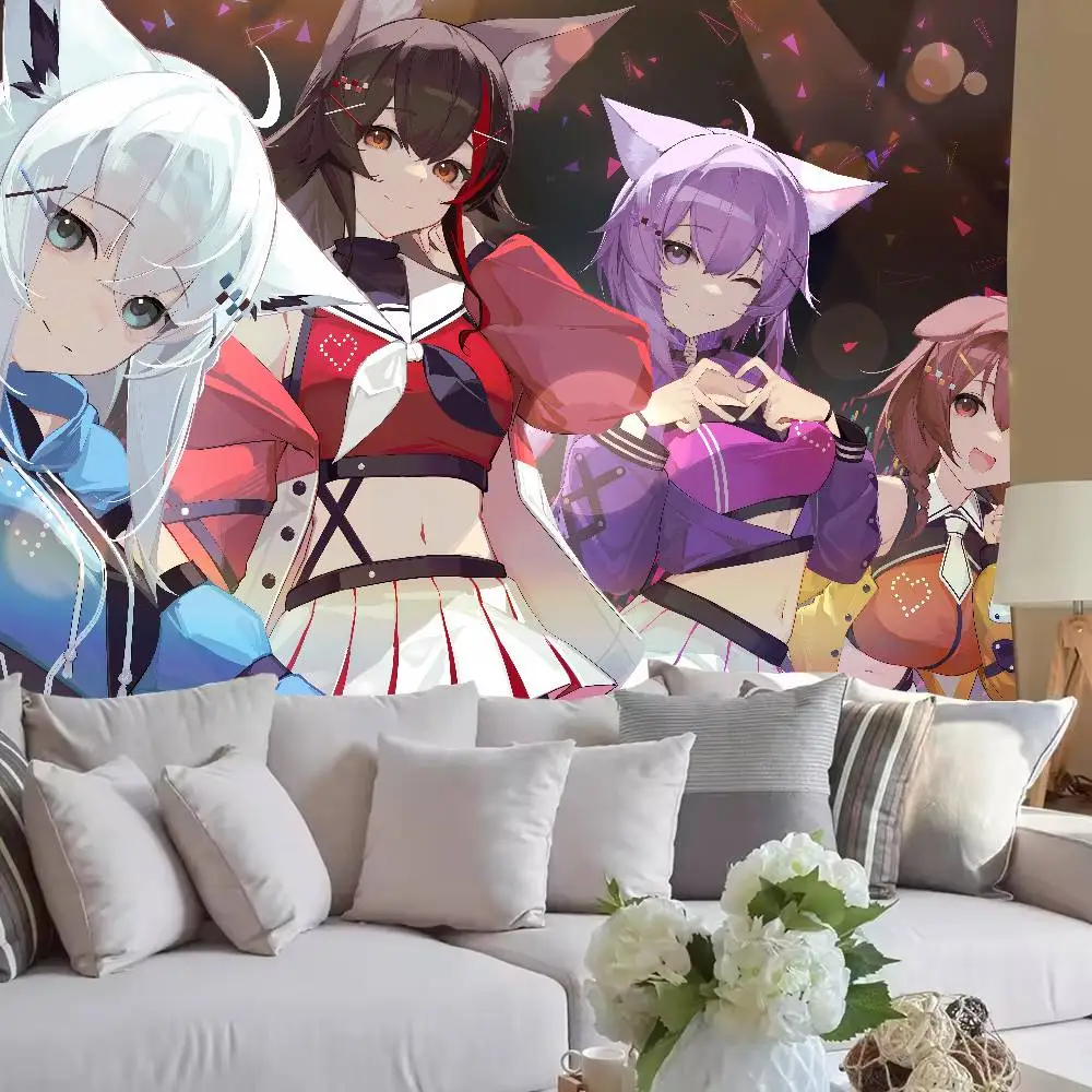 XL Hololive Hot Kawaii Shirakami Fubuki Tapestry Tapestry Wall Hanging Wall Rugs Dorm Decor Blanket Camping Decoration Tapestry