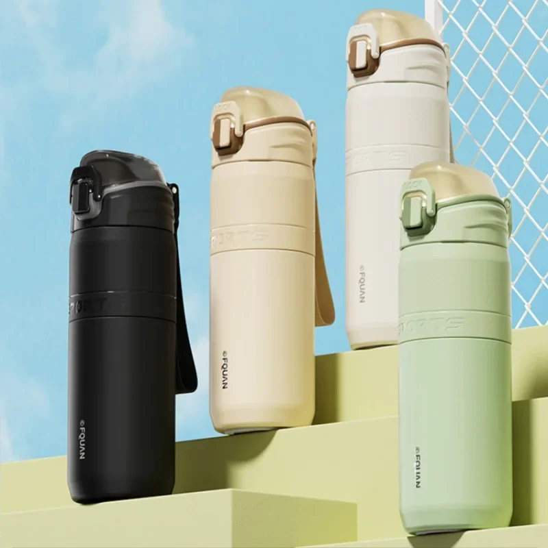 530/660ml Sports Thermal Water Bottle With Handle For Gym,Gift,Outdoor Drinkware,Double-layer Stainless Steel Vacuum Thermos Cup