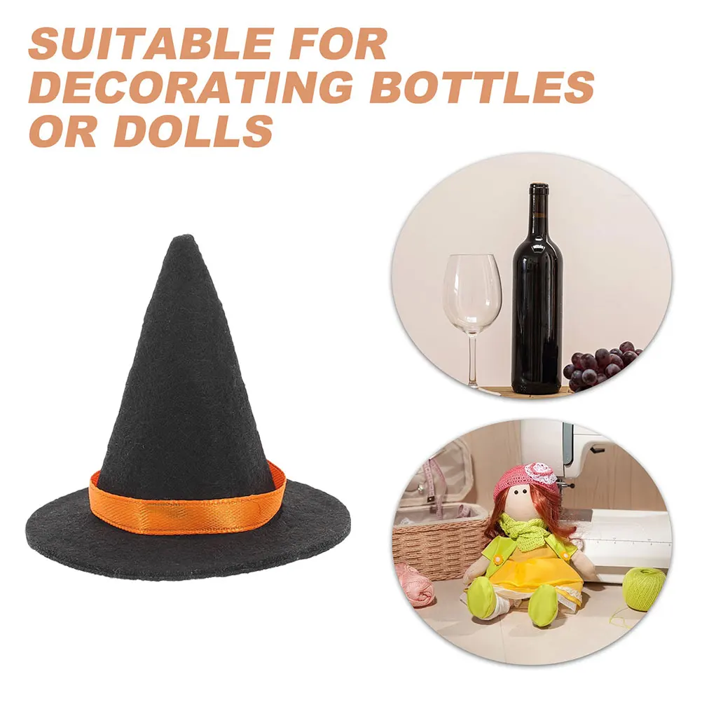 

2 set Miniature Witch Hat Broom Set Halloween Party Decorations Red Hats Small Brooms Mini House Accessories Craft Supplies