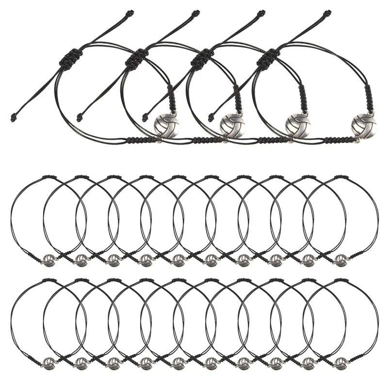 

ABWP-24 Piece Volleyball Bracelets, Volleyball Charm Bracelet, Braided String Bracelet With Volleyball Pendant Decoration