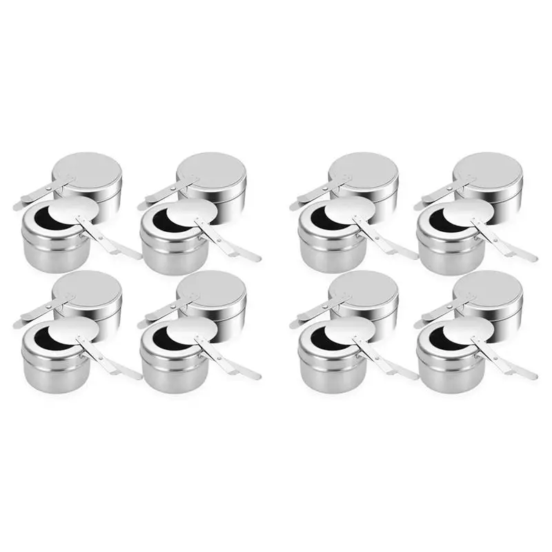 ABZC-16Pcs Chafing Fuel Holder,Stainless Steel Chafe Wick Fuel Holder With Cover,Heat Box Holder For Chafing Dish,Barbecue