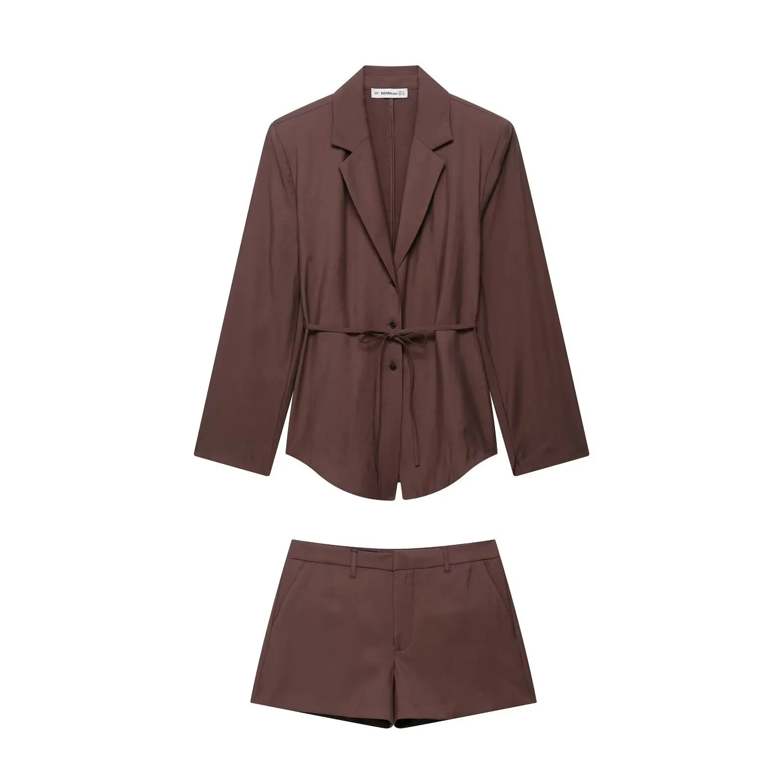 

2025 Streetwear Elegant Mujer Sets Chic Brown Office Lady Casual Solid Shorts Sets Blazer Coat Tops+Sexy Mini Shorts Fashion