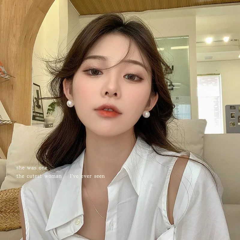 925 Sterling Silver Earrings Women Sparkling freshwater pearl Long U-shaped Hoop Earring For Anniversary Wedding Jewelry Gifts