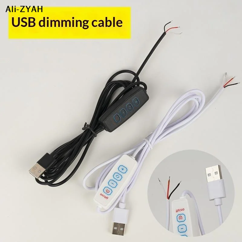【ZYAH】1/5Pcs 4-Key Controller 2CH USB 5V LED Tricolor Dimming Color Switch Cable Dimmer For Low Voltage LED CCT Bicolor Light