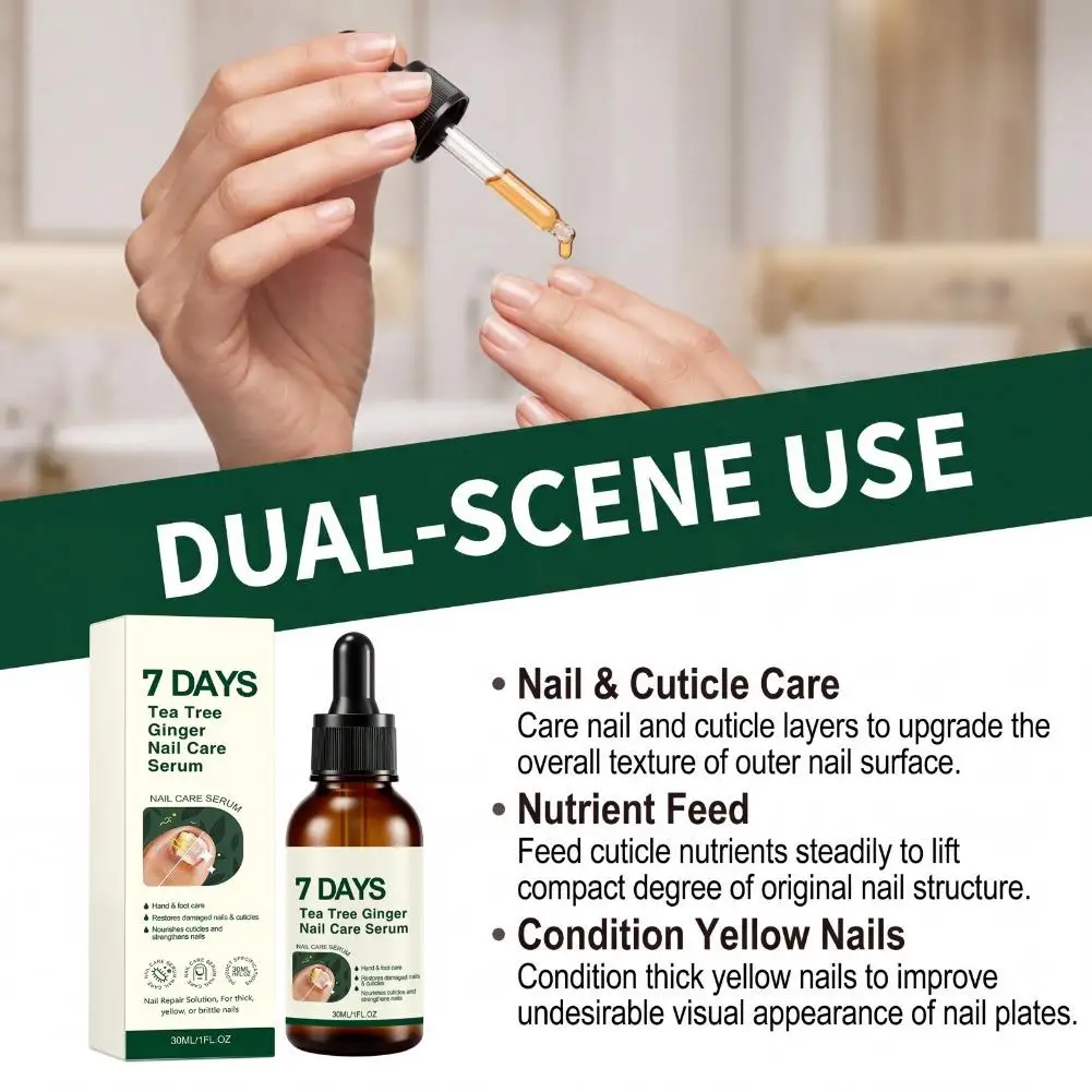 Nail Strengthener Hardening Serum,Ginger Tea Tree Cuticle Nutrition Oil Repair Thin Yellow Broken Nails Hand Foot Care Liquid view 6