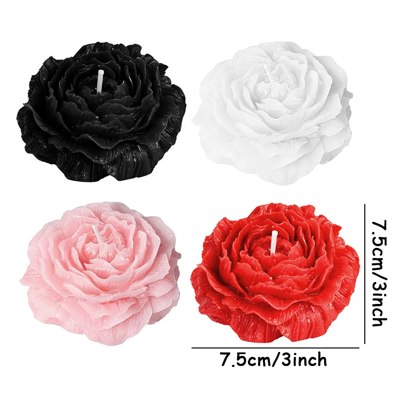 Colorful Peony Couple Low Temperature Candle Valentine\'s Day Atmosphere Candle 3D Wedding Romantic Adult Decoration Candle