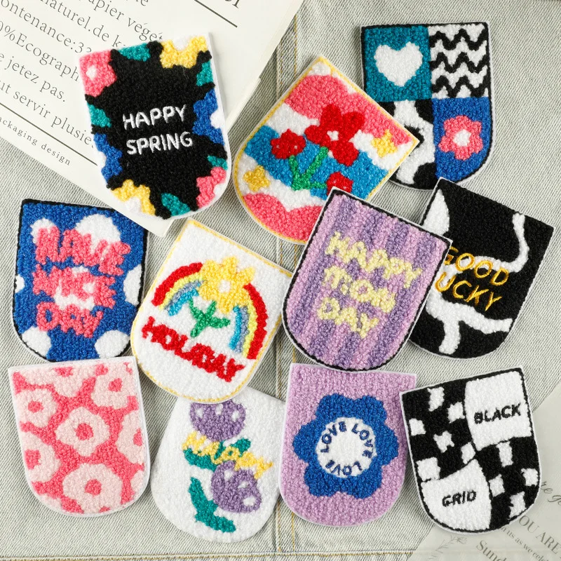 Cartoon Towel Embroidered Patch Flowers Patch Iron On Patches For Clothing Thermoadhesive Patches On Clothes Badges For Clothes