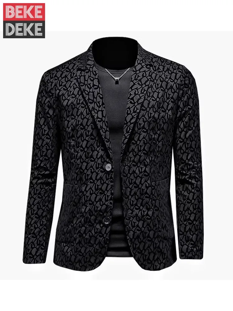 

Top Quality Men Business Casual Slim Fit Floral Printed Blazer Jacket Single Breasted Autumn Office Work Suit Coat Party Outwear