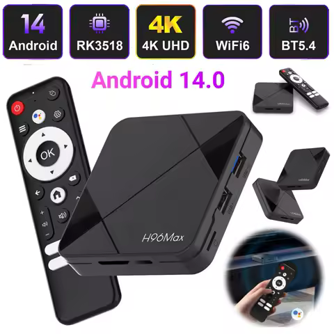 H96Max Smart TV Box Android14 Quad Core Cortex-A53 Wifi6 BT5.4 Google Voice Remote Control 4K Media Player Set Top Box TV