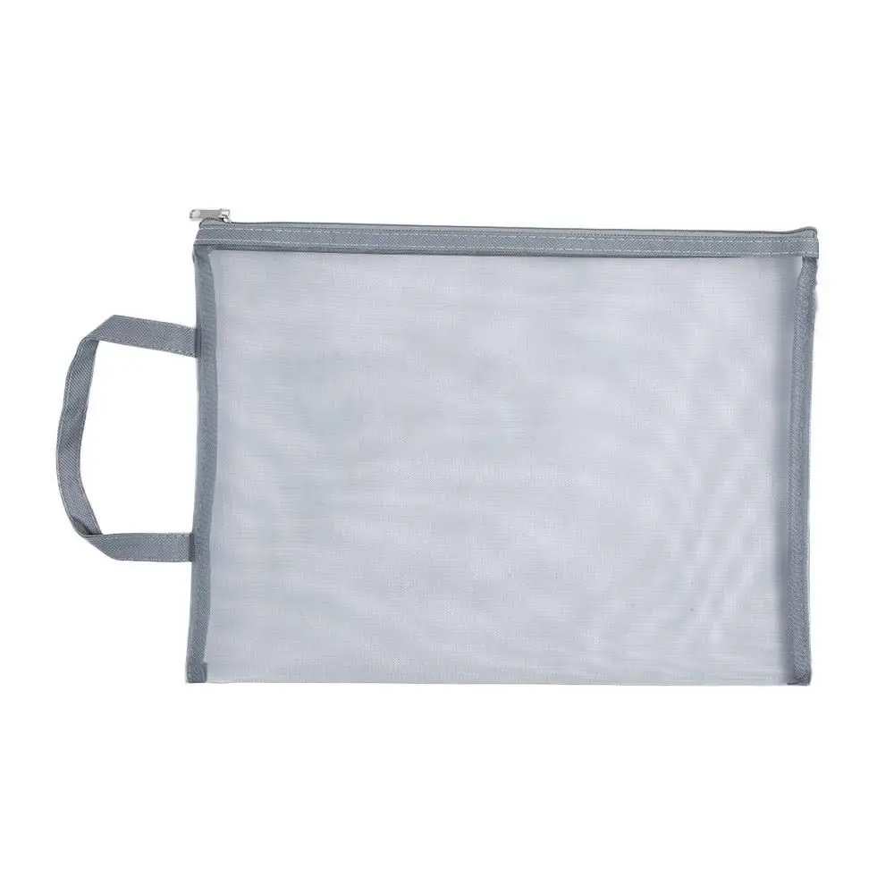 

File Pocket A4 Mesh Zipper Pouch Subject Simple Test Paper Files Bag Thicken Portable Stationery Organizer Pouch Homework