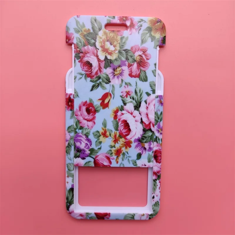 Fashion Flower Name ID Card Holder Business Badge Card Case Frame ABS Employee Case Cover Student Lanyard Name Card Holder