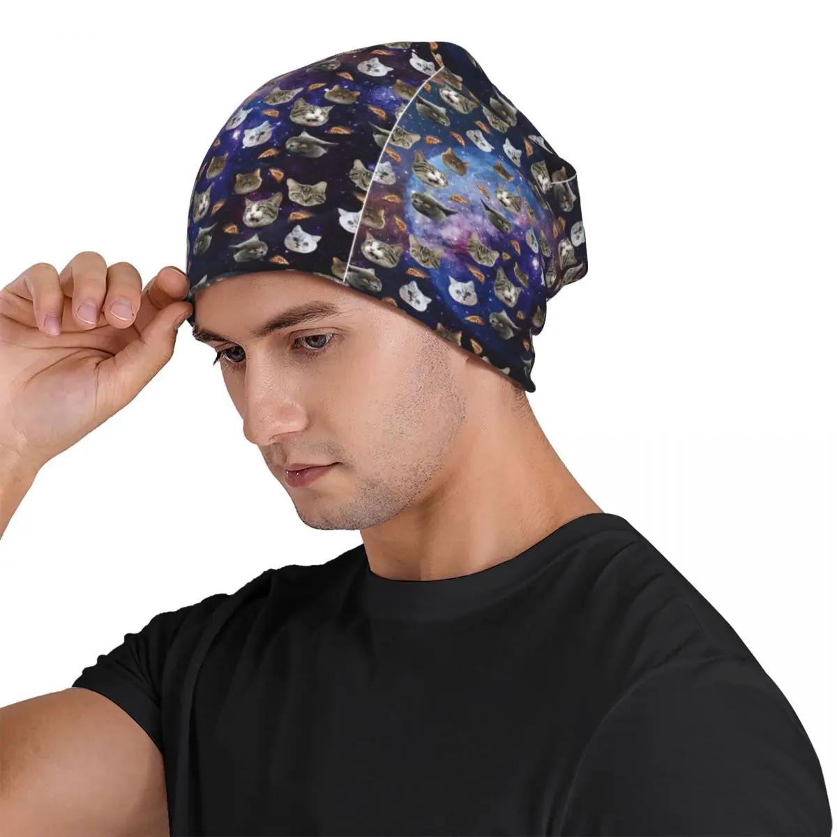 Space Cat Heads Unisex Adult Beanies Caps Knitting Bonnet Hat Warm Fashion Autumn Winter Outdoor Skullies Hats