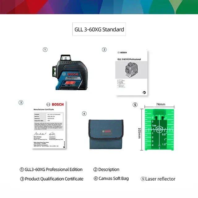 Bosch GLL3-60XG Laser Level 360 Degree High Precision 12 Line Green Vertical And Horizontal Measuring Tool Projection Line