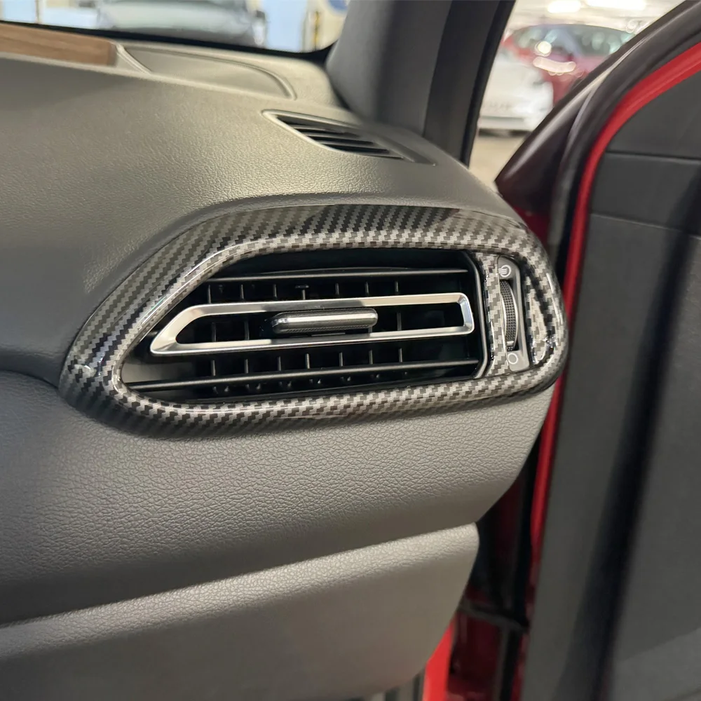 LHD Carbon Fiber Style Car Interior Dashobard Side Air Conditioning Vent Decorative Cover Frame For Hyundai i30 N 2018-2023