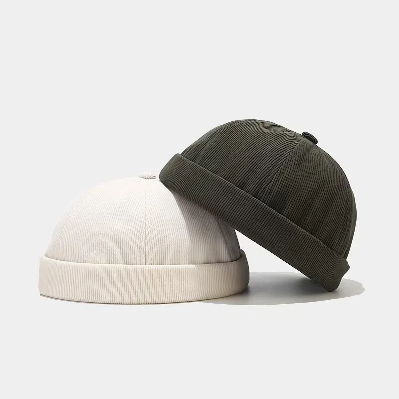 2025, neue Mode, lässig, einfarbig, Cord, minimalistisch, einfarbig, Unisex, randlos, Herbst und Winter, winddichte Beanie – Detail 4