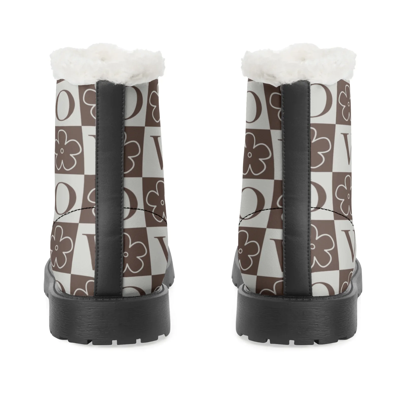 أحذية أنيقة من القطيفة لمنتصف الساق مع أحذية شتوية دافئة مطبوعة بأحرف للرجال والنساء #4