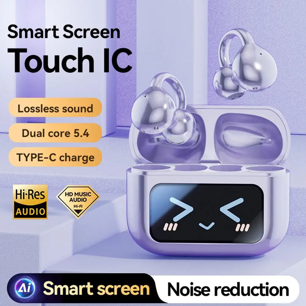 M100 New Colour Screen Translation Bluetooth Headset Ultra Long Life Ear Clip Wireless With Screen Bluetooth Headset 5.4