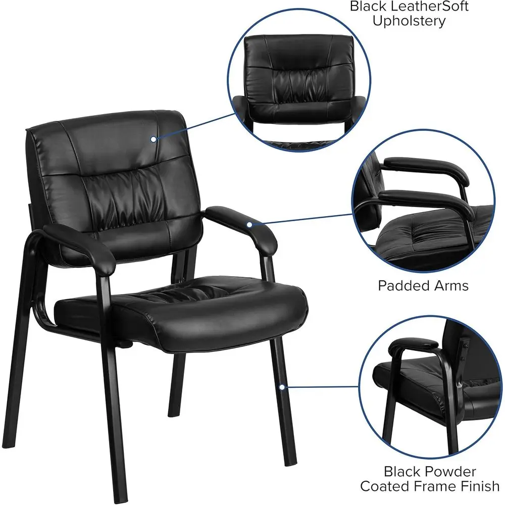 Silla ejecutiva con reposabrazos acolchados, adecuada para sala de estar u oficina, color negro