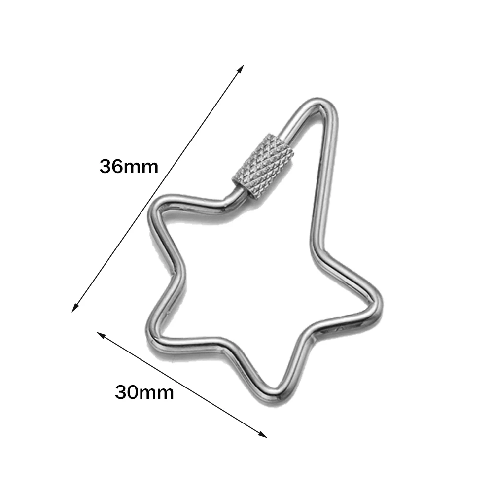 5pcs Stainless Steel Oval Star Buckle Carabiner Screw Lock Clasps For DIY Key ring Keychain Jewelry Making Supplies Accessories