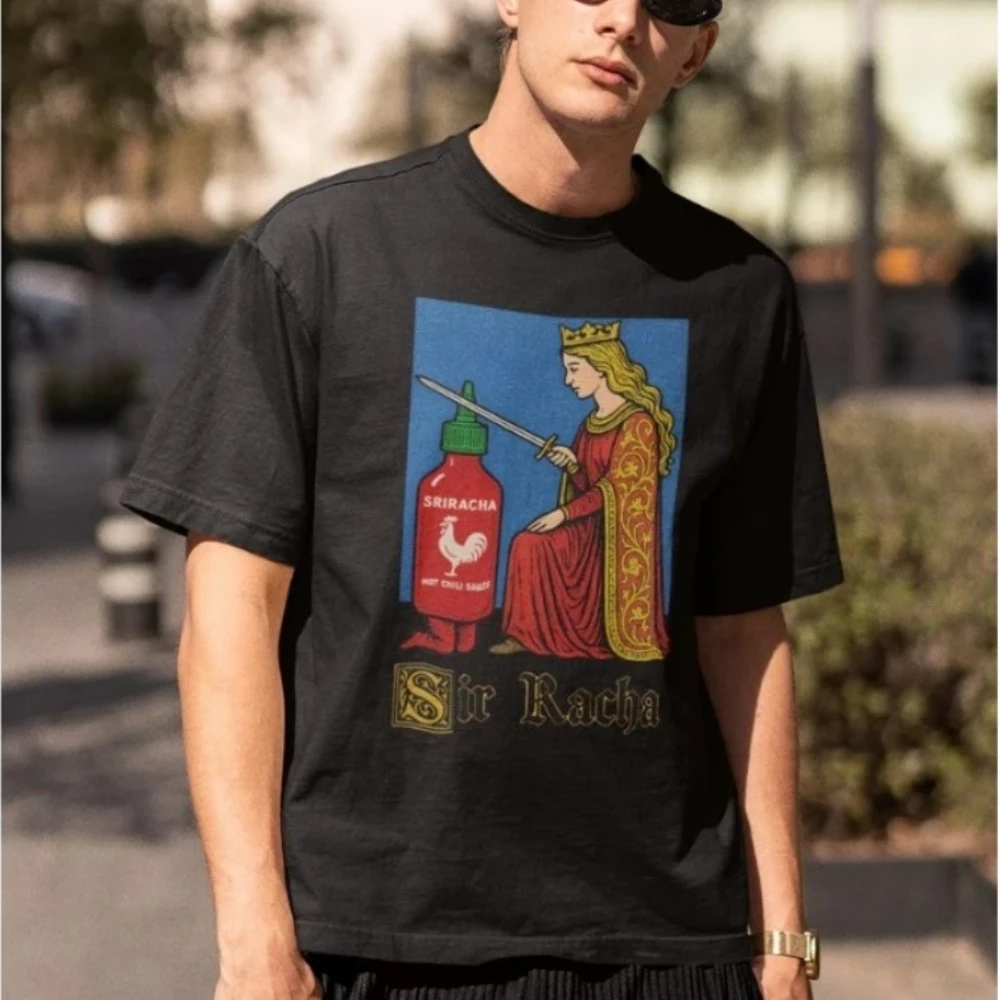 Sir Racha Man Woman Tshirt Sriracha Tshirt Medieval Art Tee Sriracha Fan Merch Retro Medieval Shirt Graphic T Shirts Streetwear