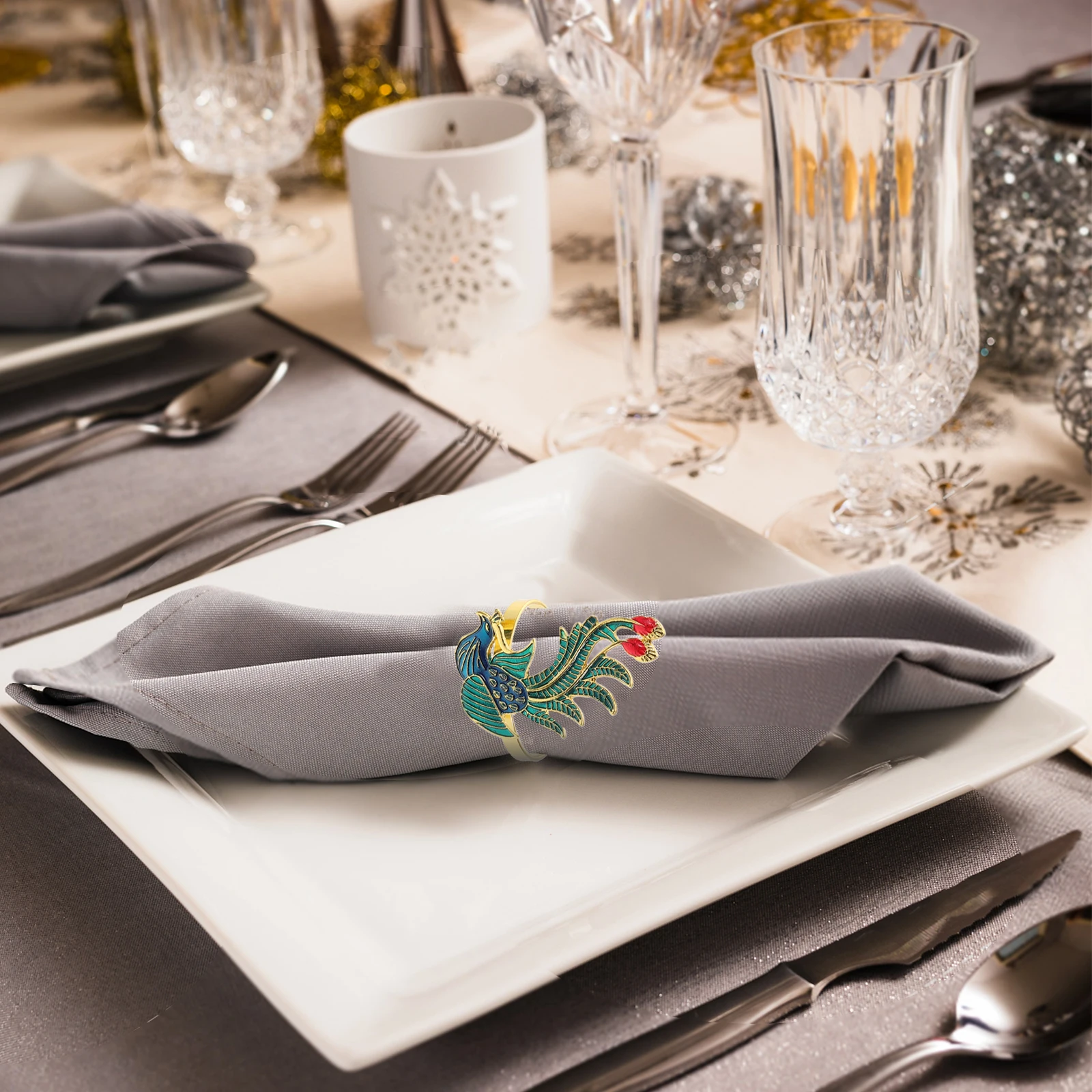 

6pcs Napkin Rings Sturdy Alloy Decorative Metal Napkin Buckles For Wedding Party Table Decoration Dining Serviette