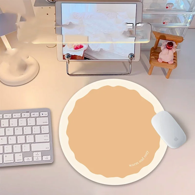 Simple Cream Solid Color Lace Sweet Smooth Rubber Mouse Pad Keyboard Office Desktop Decoration Student Dormitory Waterproof