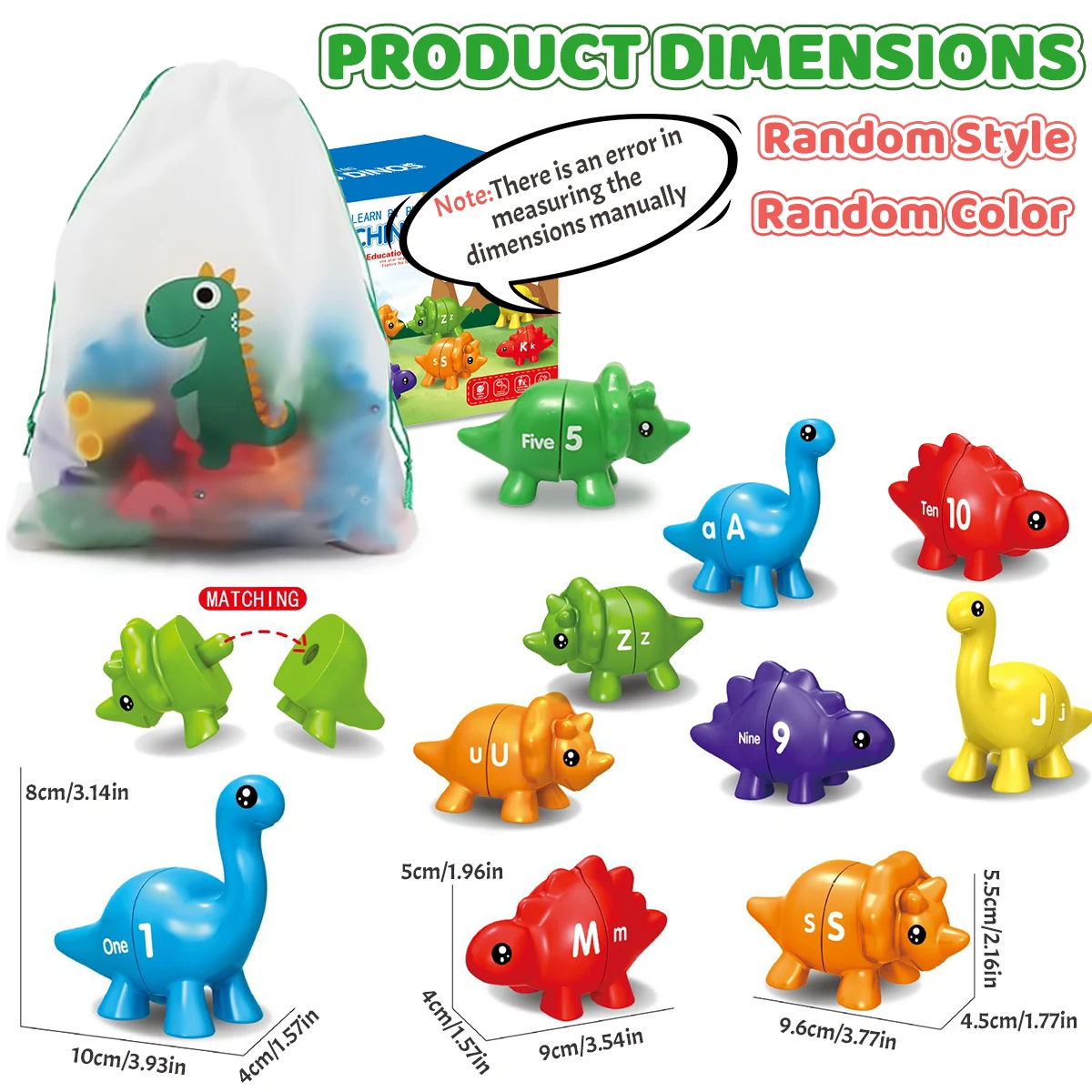 

Double-Sided Dinosaur Alphabet MatchToys 13PCS Matching Letters Game Preschool Educational Montessori Learning Toys for Toddlers