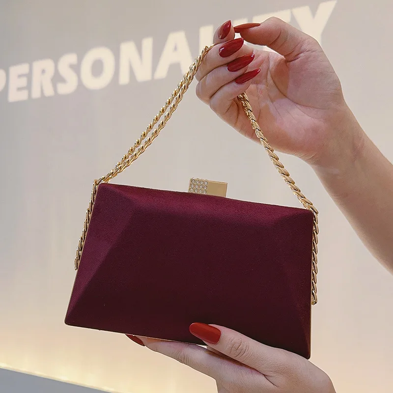 

Velvet Small Square Clutch Bag for Women,Metal Handle Evening Purse,Chain Shoulder Crossbody Handbag for Party and Banquet Dress