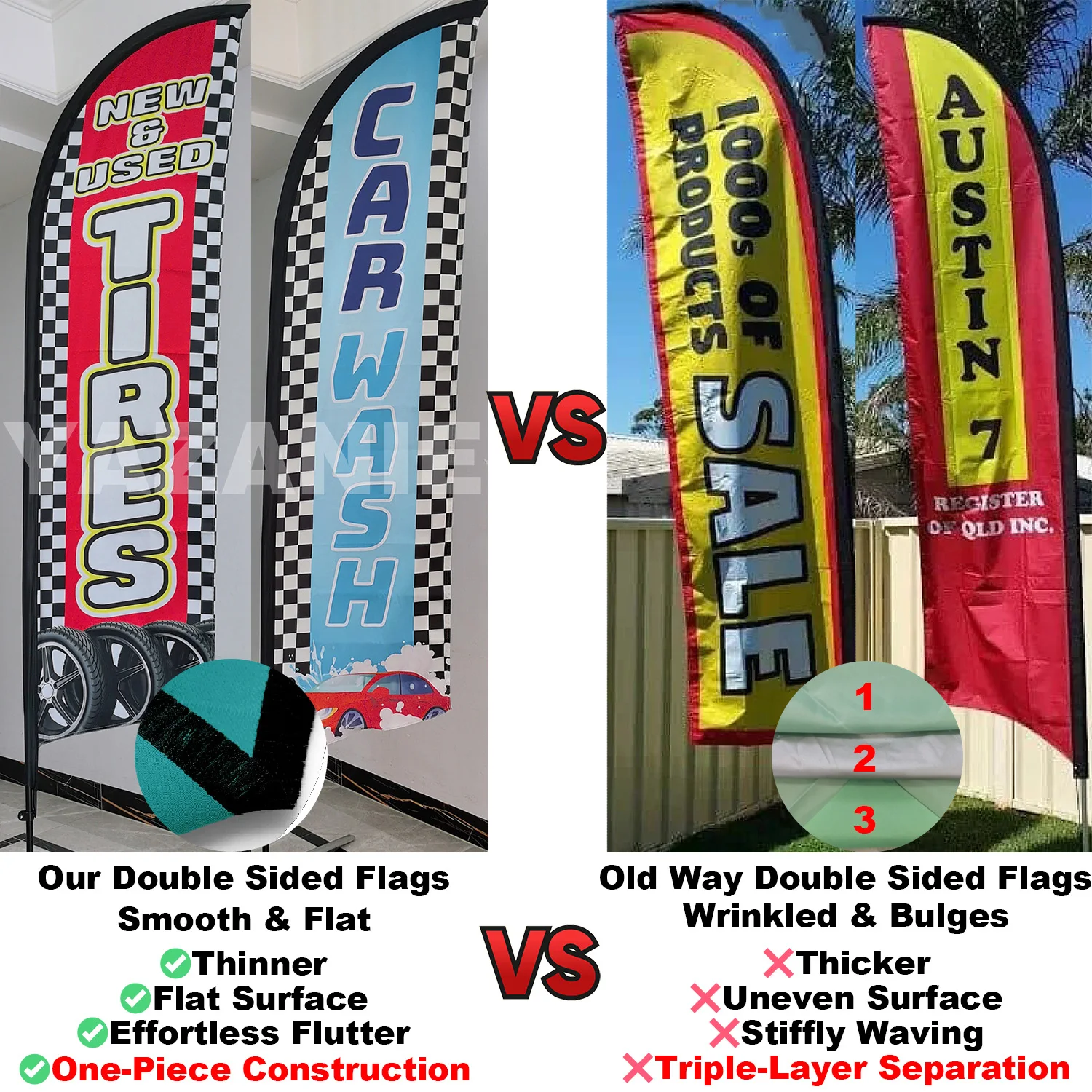 Hand Car Wash Feather Flag 8FT 11FT 13FT Single/Double Sided Tire Sale Tires Beach Flag Custom Outdoor Advertising Banner