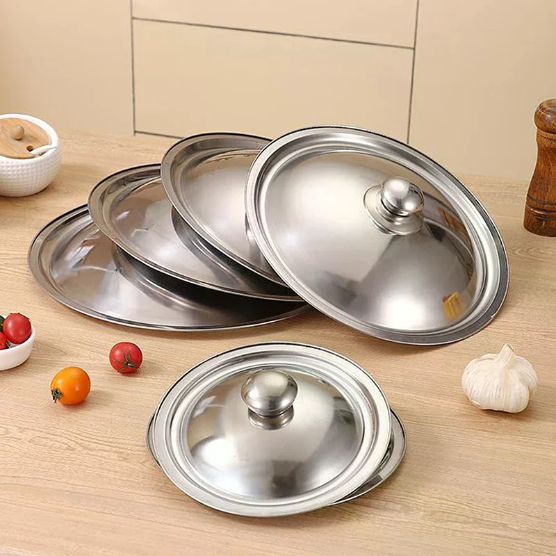 HOT! Stainless Steel Round Pot Lid Universal Replacement Frying Pan Cover Smooth Edge Dishwasher Safe For Skillet Wok Pot