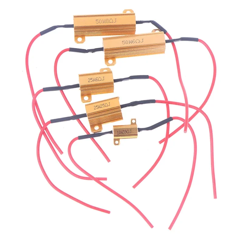 2 مجموعات سيارة LED Canbus فك 10/25/50 واط 6/8/25/39Ohm تحميل للسيارات بدوره إشارة فانوس لوحة ترخيص مصباح المقاومات المقاومة