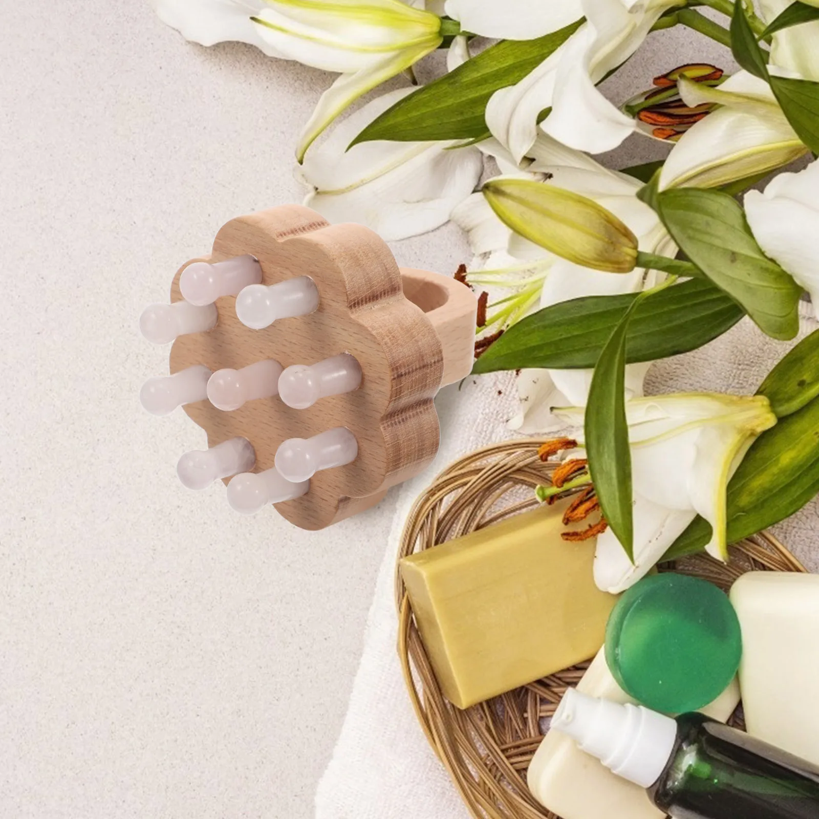 

Portable Wooden Scalp Facial Massage Comb Natural Quartz Gua Sha Tool Stress Relief Dandruff Control Ergonomic Handle Home