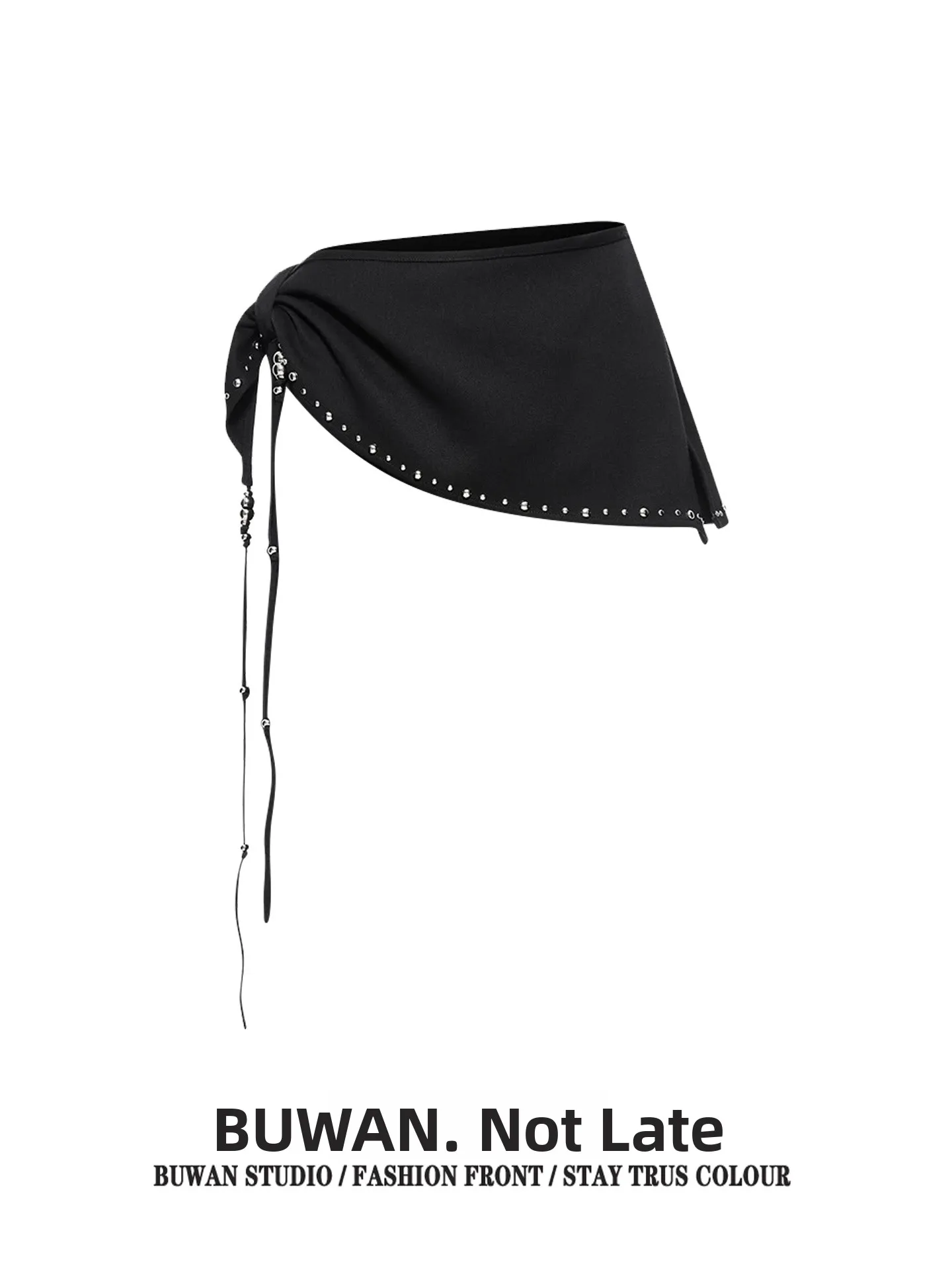 

Модная женская многослойная короткая юбка с декоративными металлическими бусинами и поясом, асимметричный дизайн